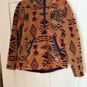 The North Face Tan and Navy Patterned Hoodie